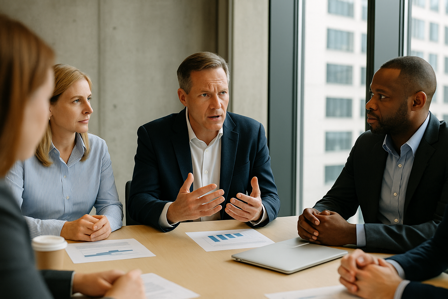 business discussion in modern office