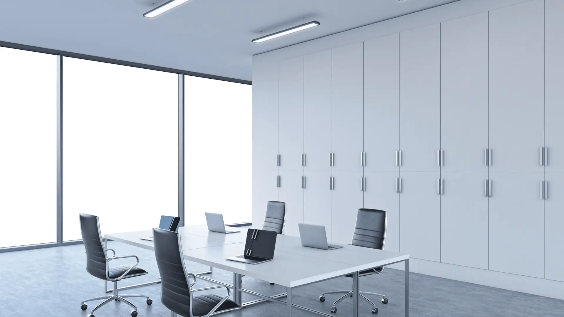 Enable Change Partners - successful muted workplace with open windows and empty chairs